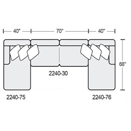 Layout B: Three Piece Sectional 68" x 150" c 68"