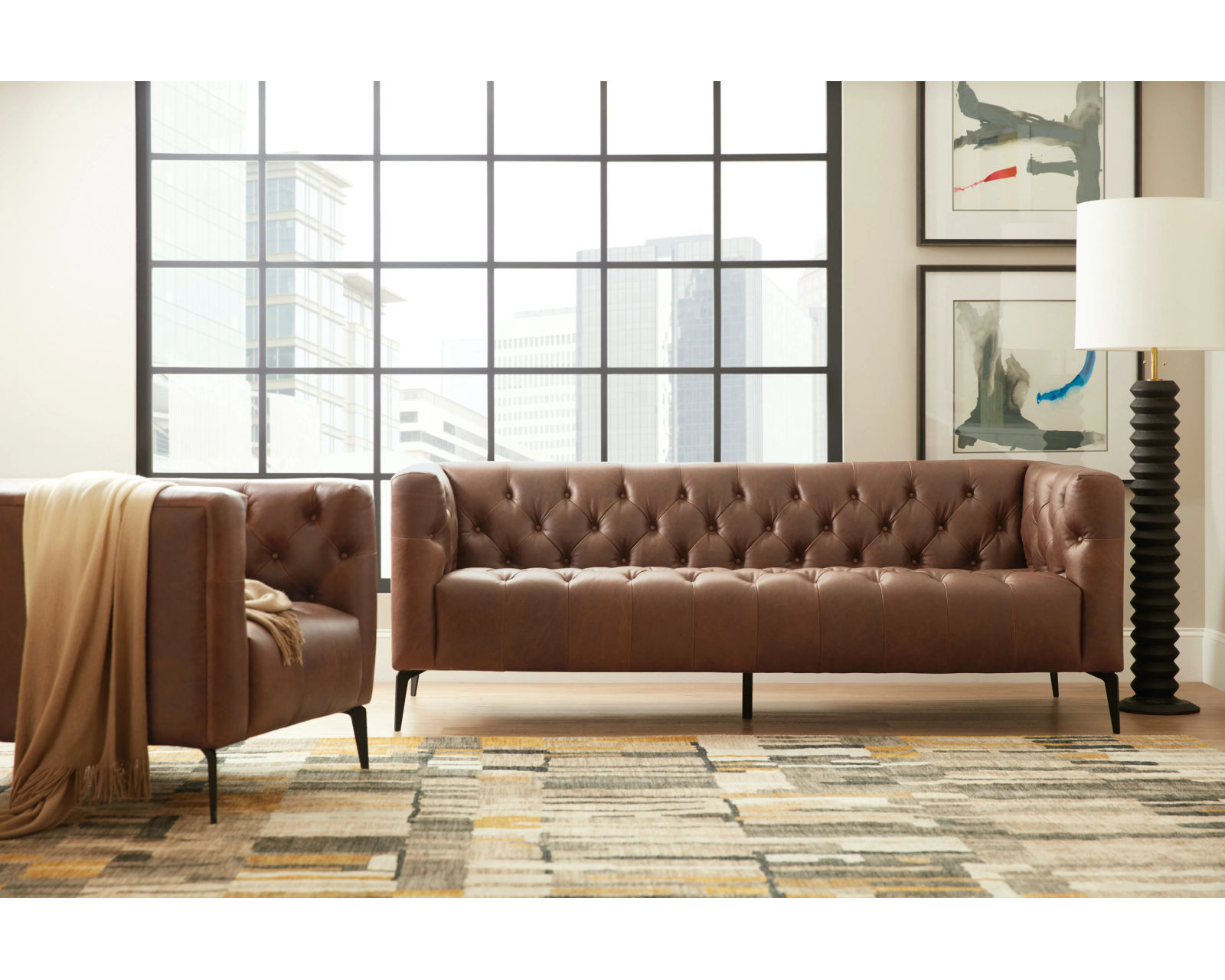 Nicolla Leather Sofa Brown 84" (In stock)