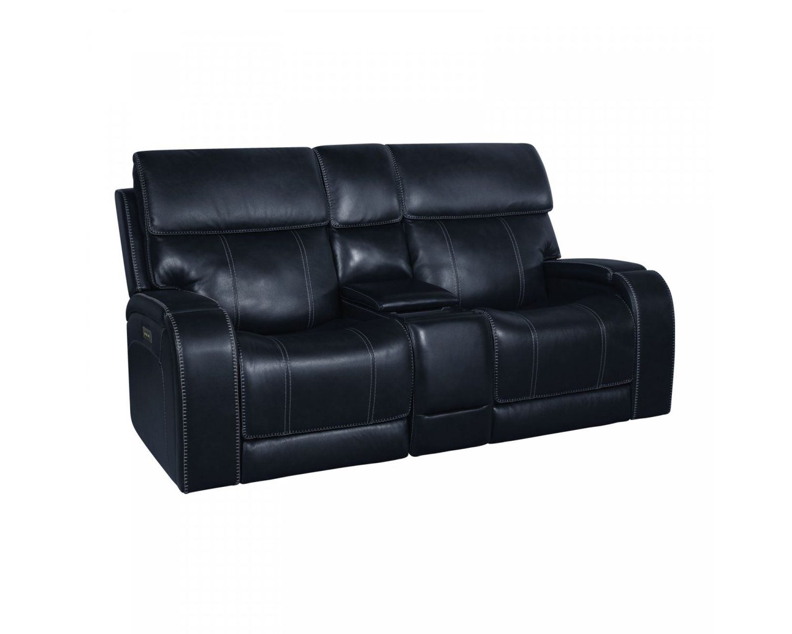 Glenwood 88" Leather Sofa w/Power Recline, Power Head Rests & Power Lumbar (Lay Flat) Ocean (In stock) - Glenwood Loveseat Console w/Power Recline, Power Head Rests & Power Lumbar (Lay Flat)