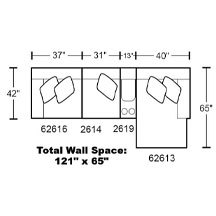 Layout B: Four Piece Sectional 121" x 65"