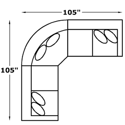 Layout H: Three Piece Sectional 105" x 105"