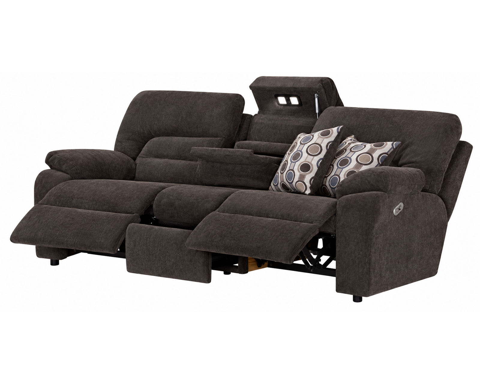 Tribute 90" Power Headrest Power Reclining Sofa (center drop-down table - built-in reading lights, stainless-steel cupholders, USB charging and wireless charging - drop down table)