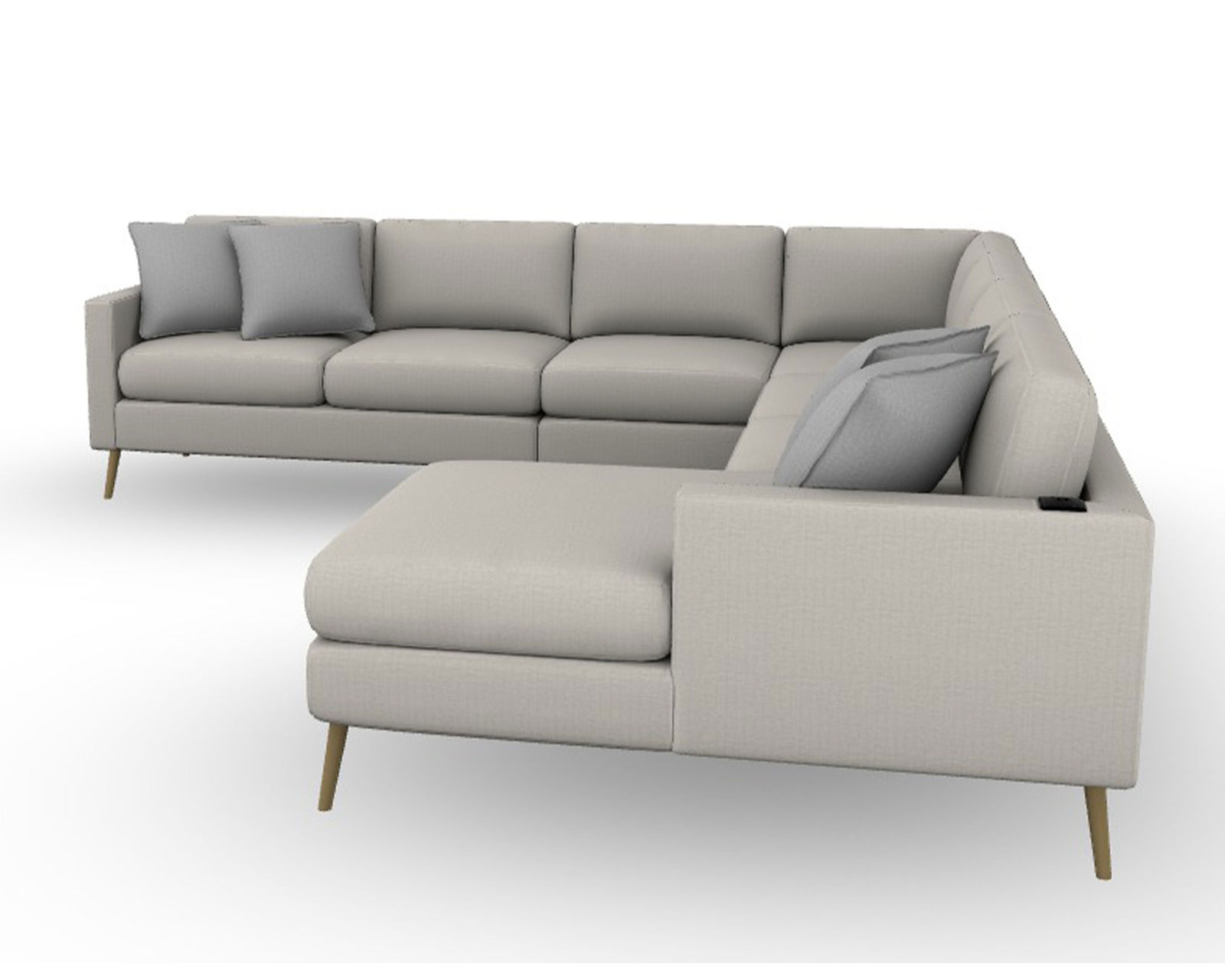 Trafton M10 Stationary Sectional (+139 fabrics)USB charging - Layout G: Four Piece Sectional 92" x 124" (Two USB chargers)