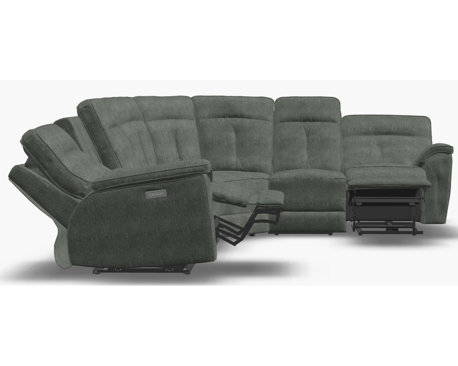 Oakley 41187 Power Headrest Power Reclining Sectional (+50 fabrics) - Layout C: Six Piece Sectional 122" x 109"