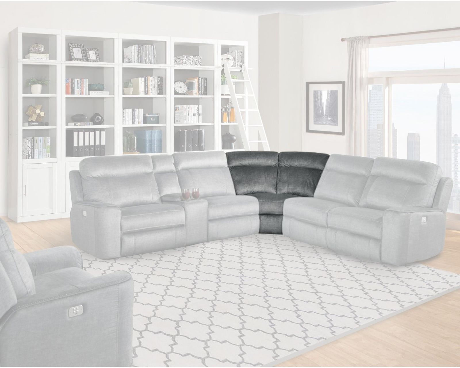 Parthenon 6 Pc. Titanium Power Reclining Sectional with Power Headrest - Corner Wedge
