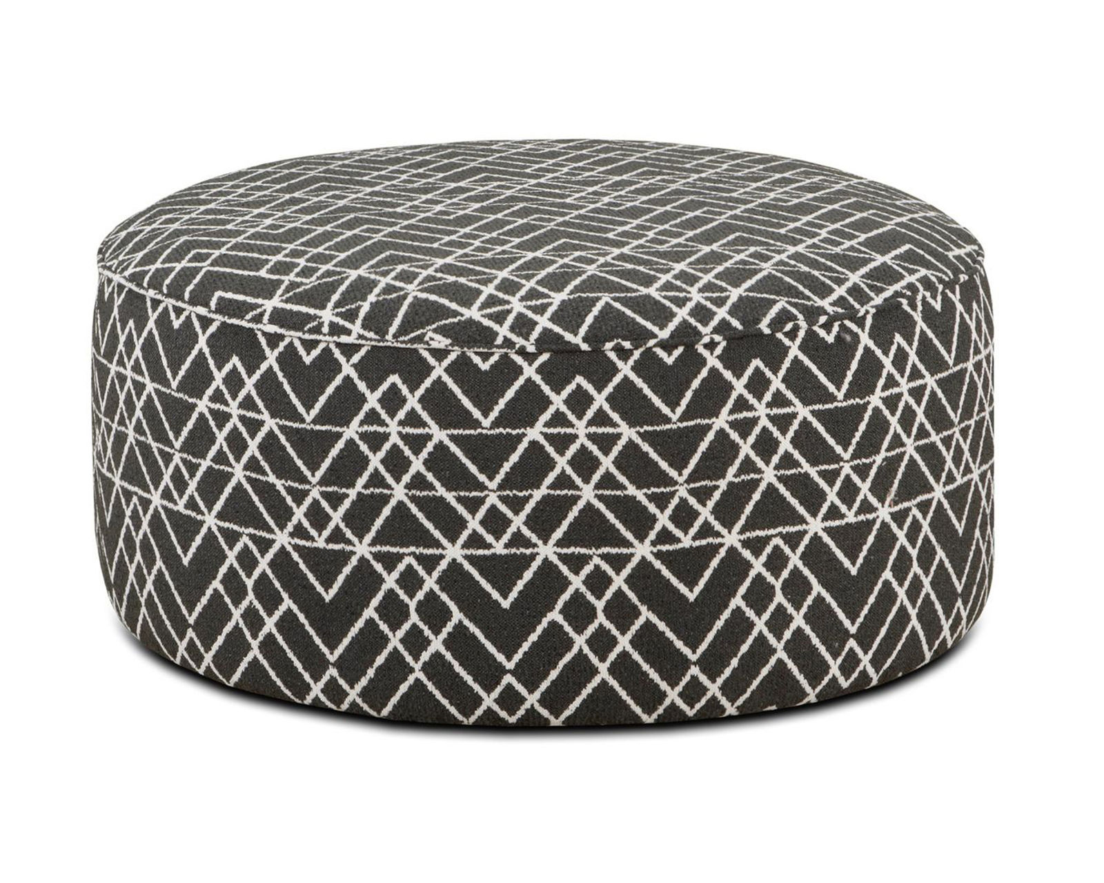 Popstitch Shell Three Piece Stationary Sectional (performance fabric) 122" x 122" - Hyphen Onyx 39" Round Cocktail Ottoman - 140 (performance fabric)