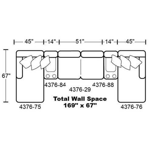Layout C: Five Piece Sectional 67" x 169" x 67"