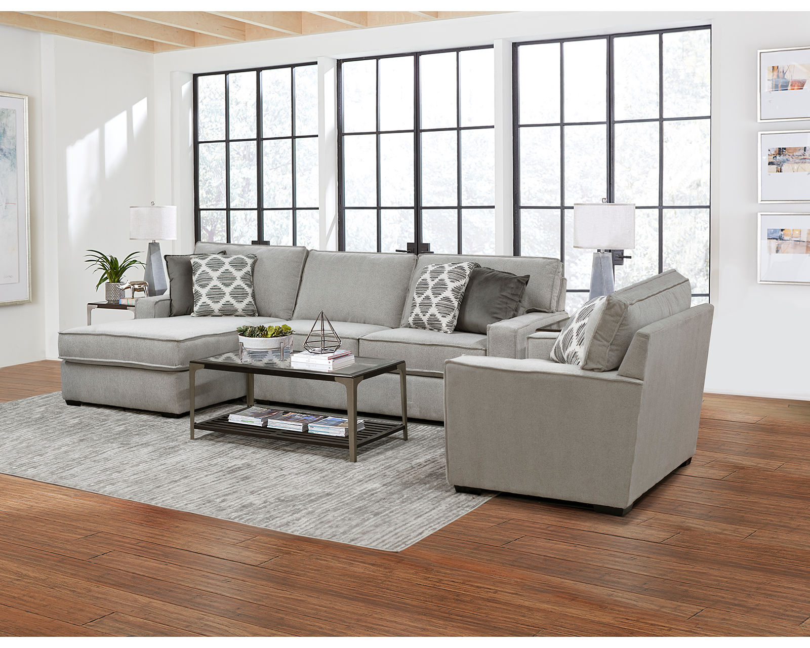Lyndon Stationary Sectional (+ 100 Standard and Performance Fabrics) - Layout A: Two Piece Sectional 70" x 124"