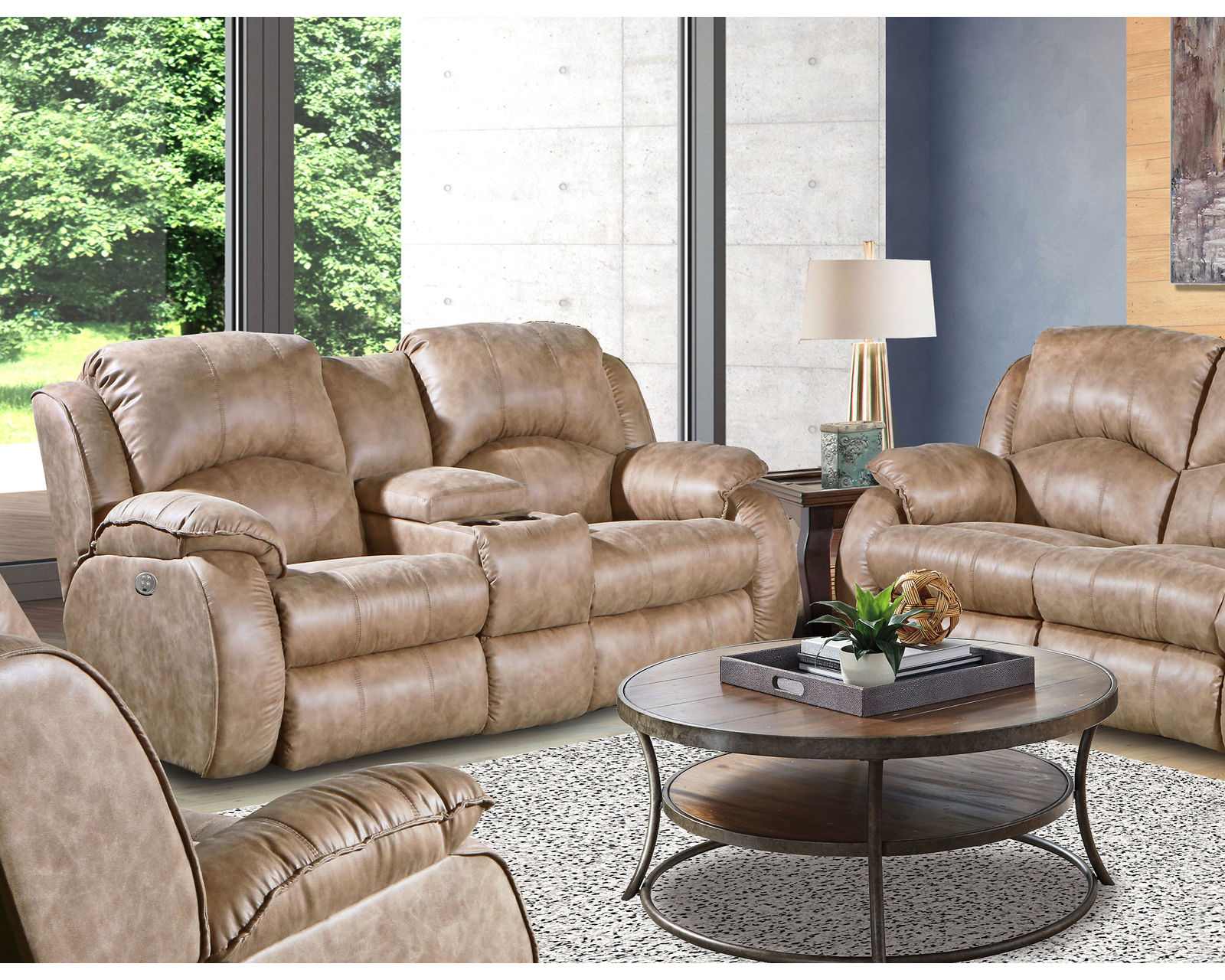 Cagney 89" Power Headrest Power Reclining Sofa (+150 fabrics and leathers) - Cagney Power Headrest Power Reclining Console Loveseat