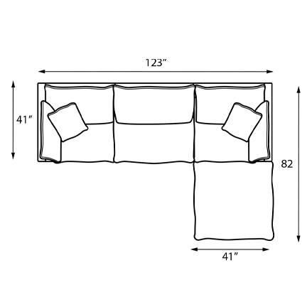 Layout B: Four Piece Sectional 123" x 82"