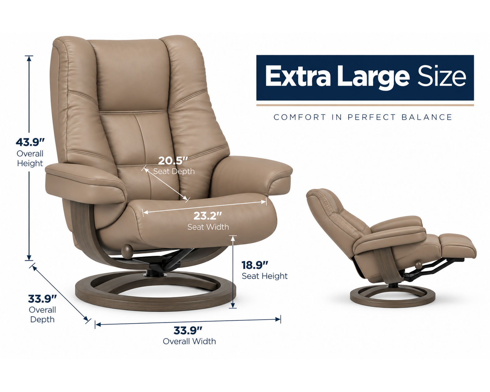 Nordic 63 Reclining Chair & Footstool Ash (IN STOCK) Plush Scandinavian Comfort. Made to Fit You - Premium Scandinavian Comfort Made Affordable.