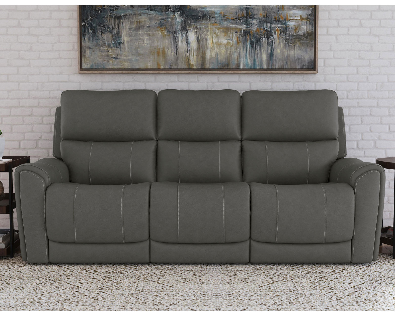 Carter 1587 Triple Power Reclining Console Loveseat (+2 colors) In stock - Zero Gravity - Choice of  886-72 Brown or 886-02 Dark Gray Leather Like Fabrics