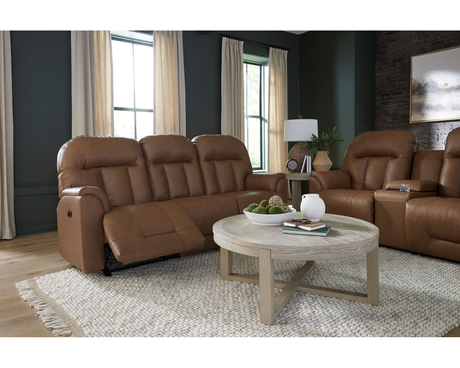 Suitably 88" Double Reclining Leather Sofa (+46 leathers) - Suitably Double Reclining Leather Sofa