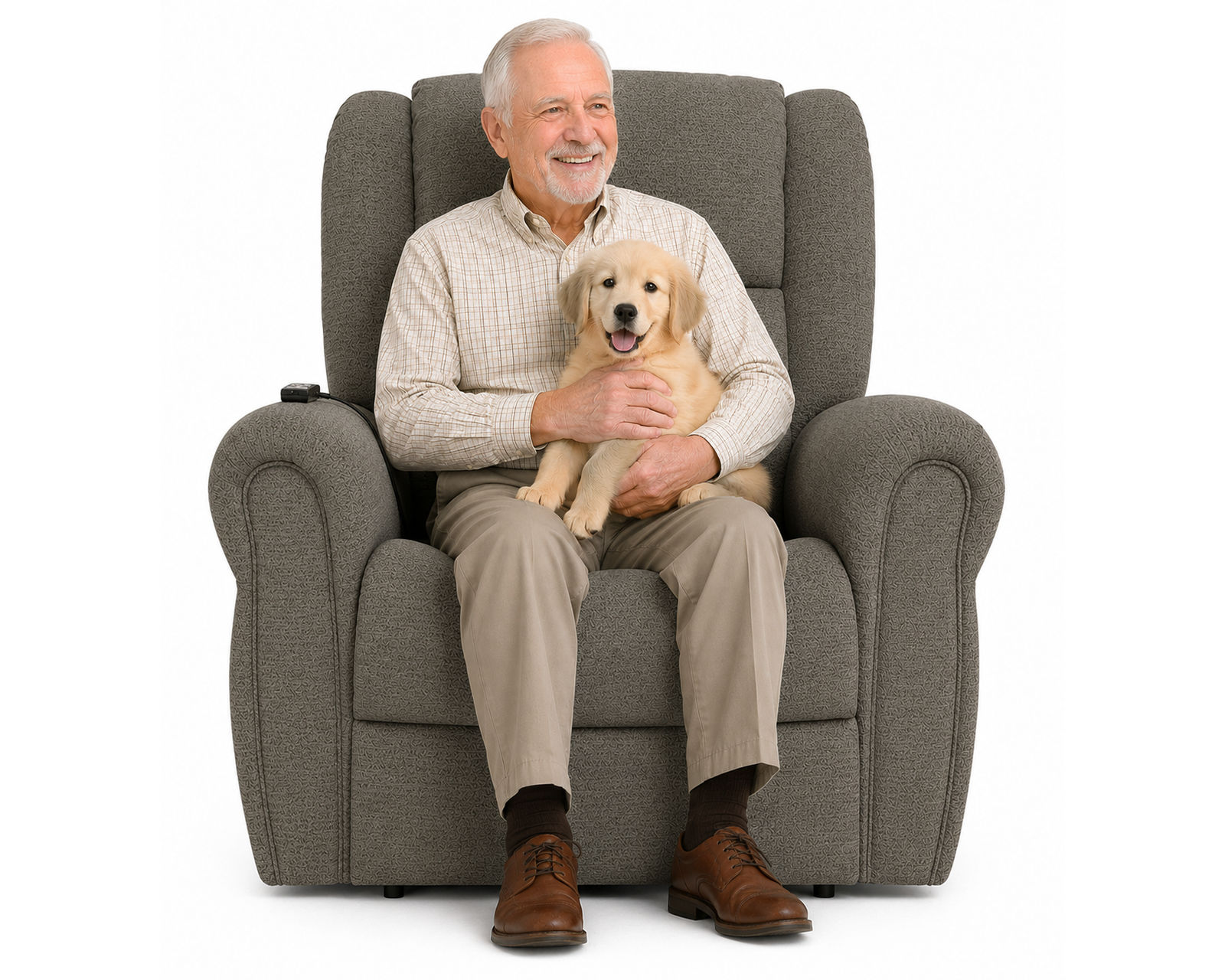 Paradise Power Lift Lay Flat Recliner with Power Headrest, Lumbar, CR3 Therapeutic Heat & Massage & Nanobionic Fabric Advanced Wellness (2 colors) - Shown in Fabric Color Granite