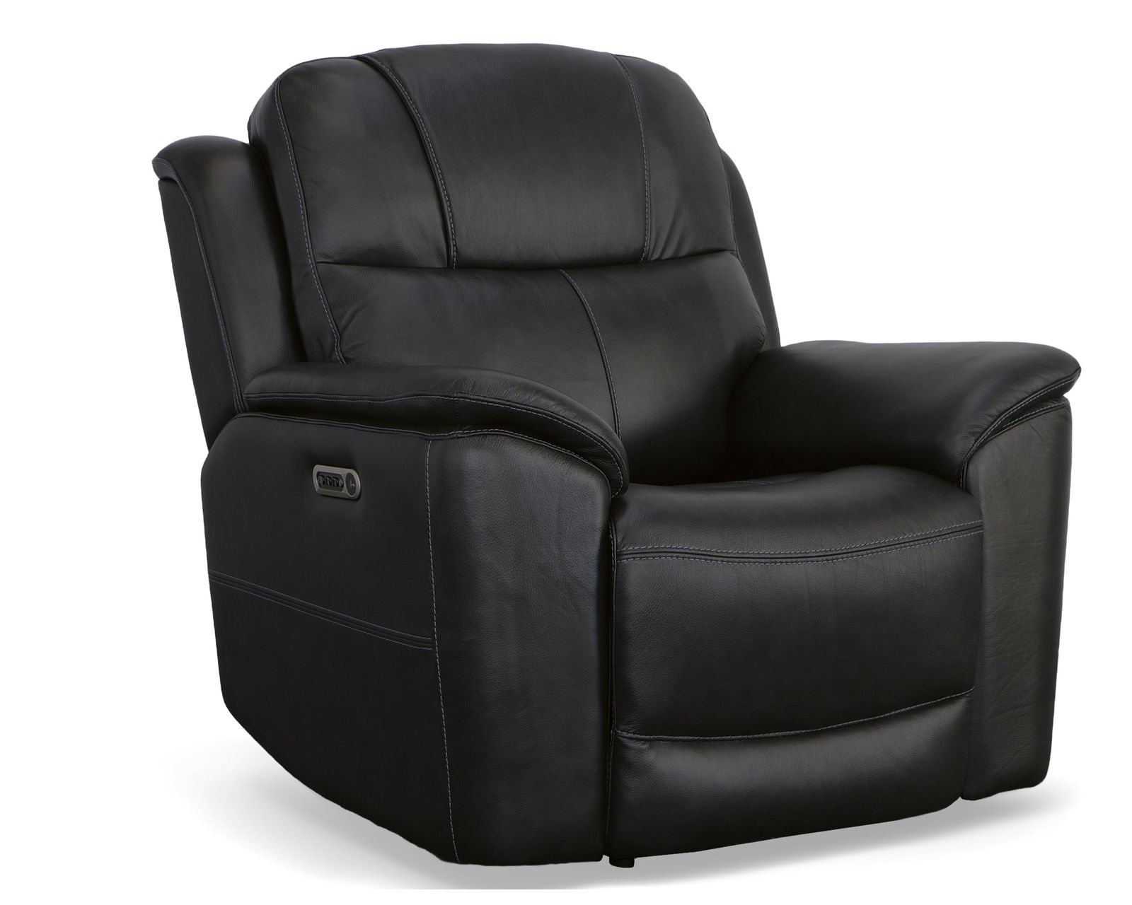 Crew Power Reclining Loveseat with Console, Power Headrests & Lumbar (Black leather) in stock - Crew Power Recliner with Power Headrest & Lumbar