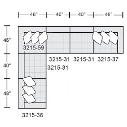 Layout F: Seven Piece Sectional 134" x 174"