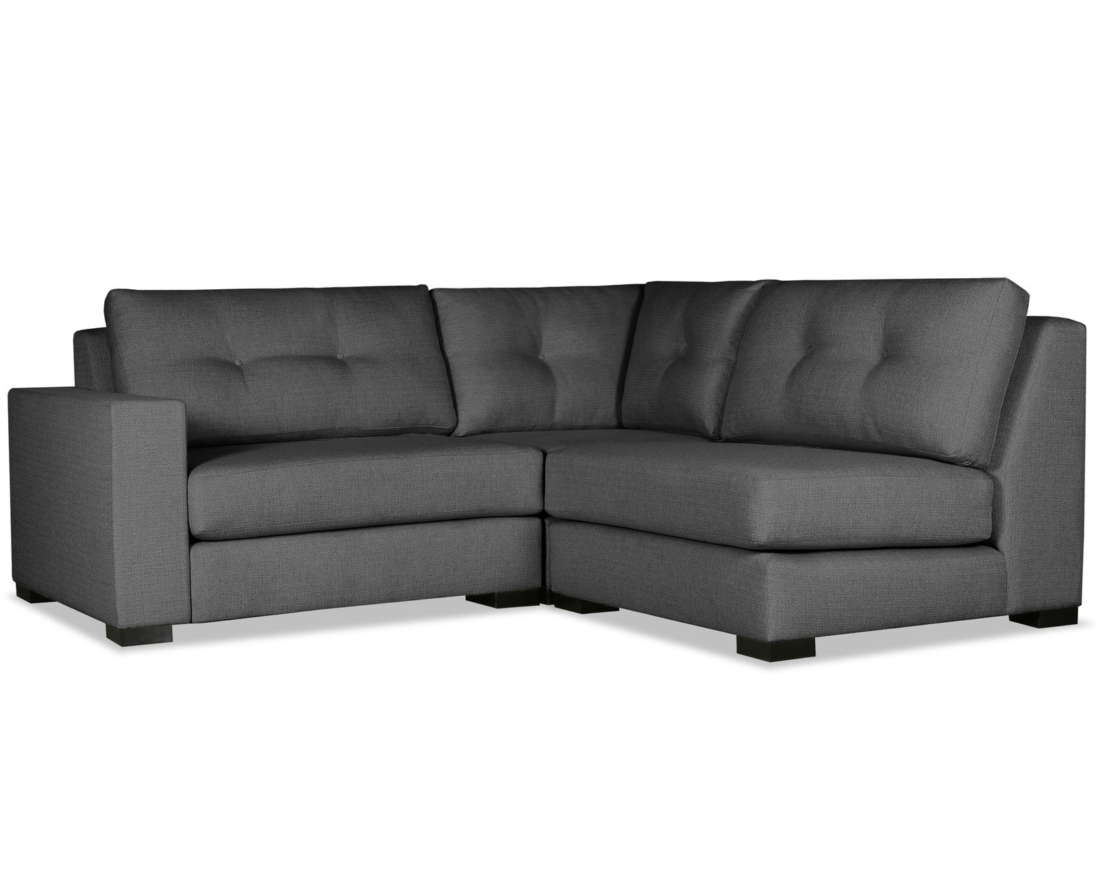 Veranda Buttoned 3 Pieces Modular Sectional w/ Right Open End (3 Colors Available) - Veranda Buttoned 3 Pieces Modular Sectional w/ Right Open End in Charcoal