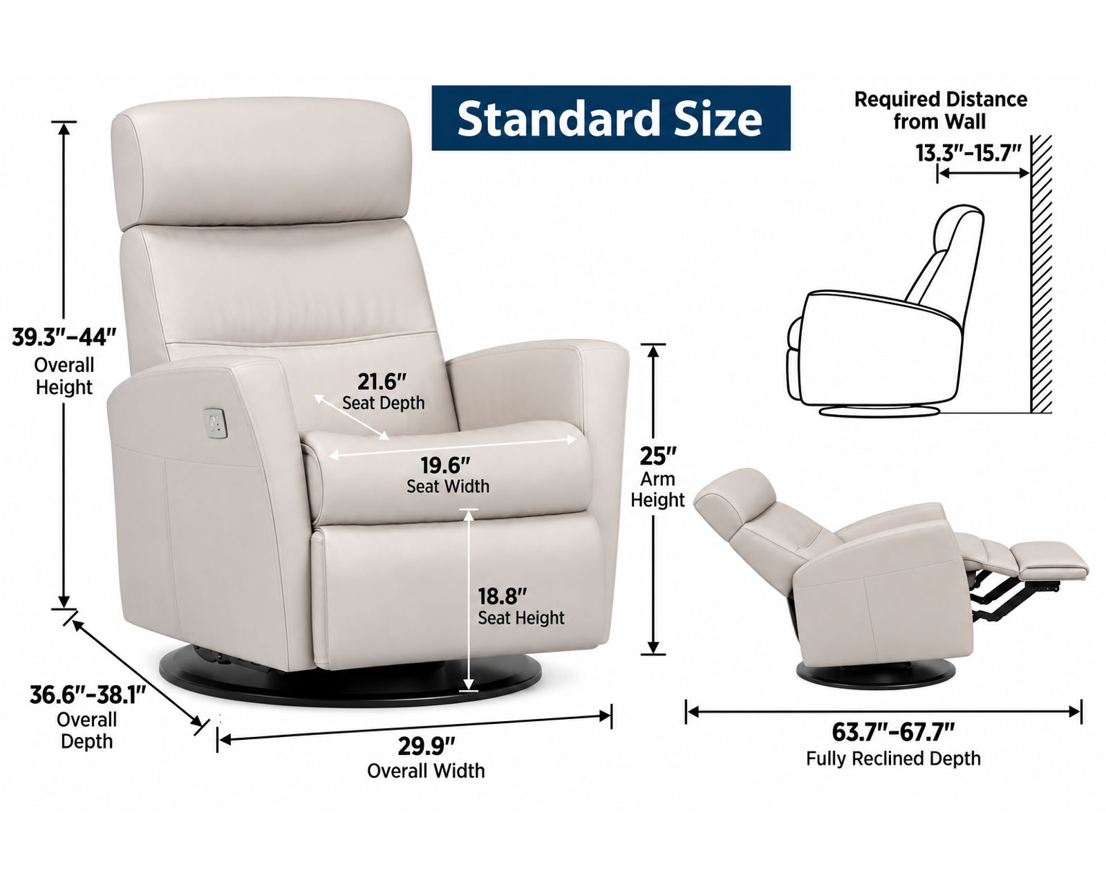 Divani Swivel Glider Relaxer Recliner Cinder (Scandinavian Comfort That Moves With You) IN STOCK - Exceptional Comfort. Exceptional Value.