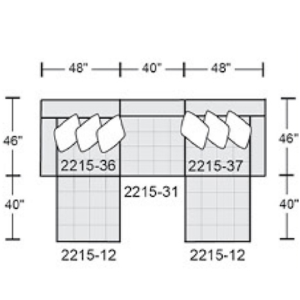Layout B: Five Piece Sectional 136" x 86"