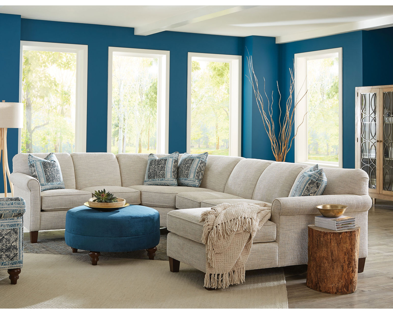 M9 Stationary Sectional (100+ Performance fabrics) Make it Yours - Shown with sock arm, tight back cushions and tapered leg