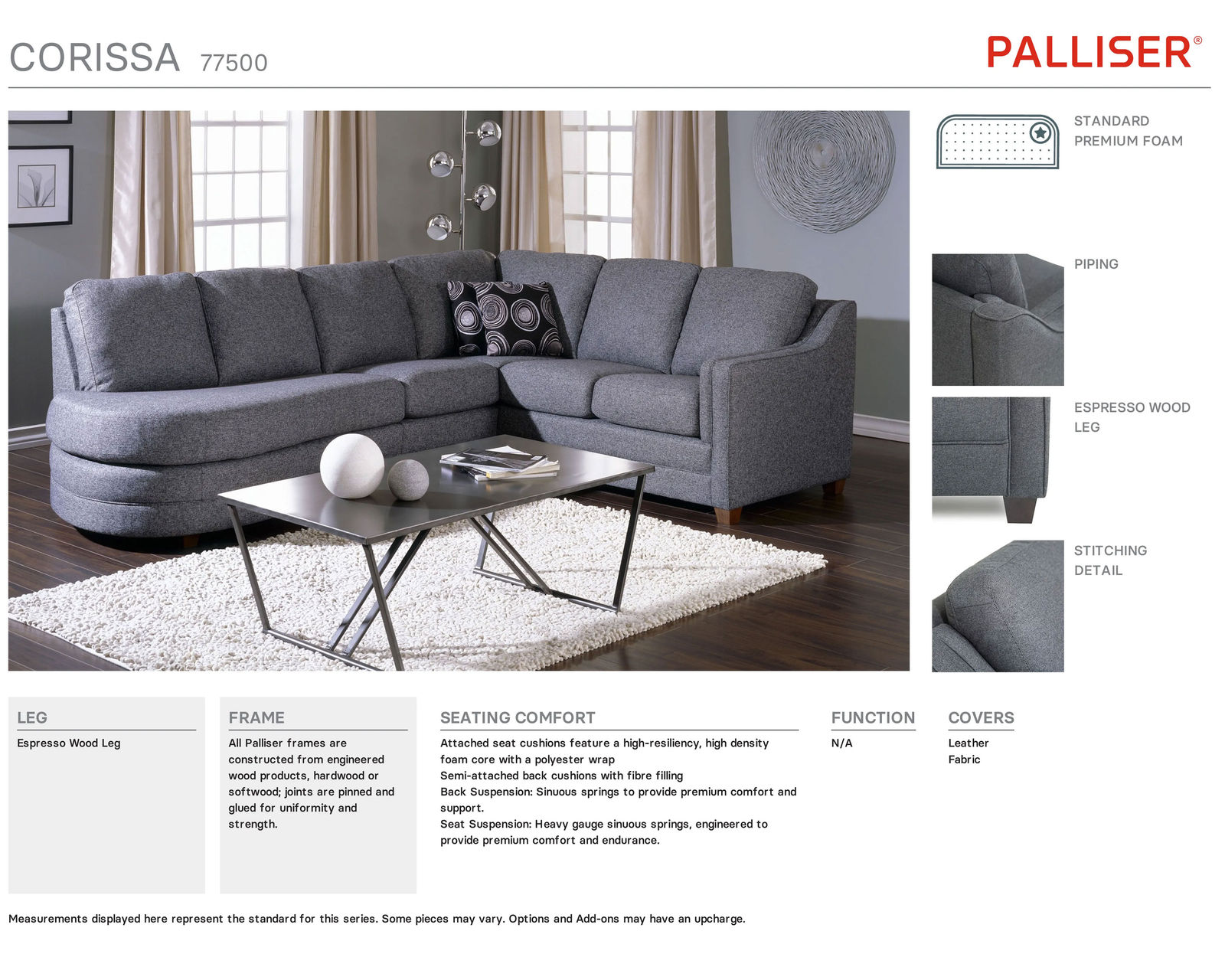 Corissa 77500 Sofa (91") +100 leathers