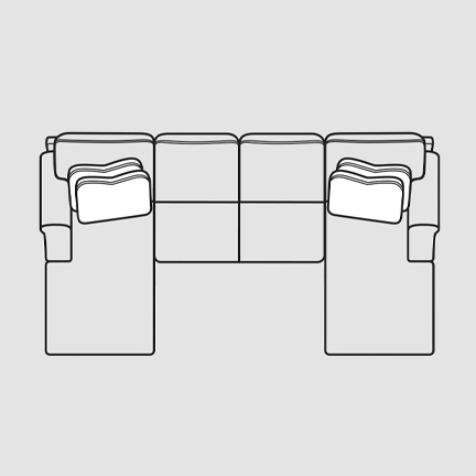 Layout E: Four Piece Sectional. 64" x 158" x 64"