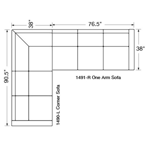 Layout C: Two Piece Sectional (90.5" x 114.5)