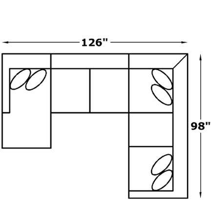 Layout G: Three Piece Sectional 126" x 98"