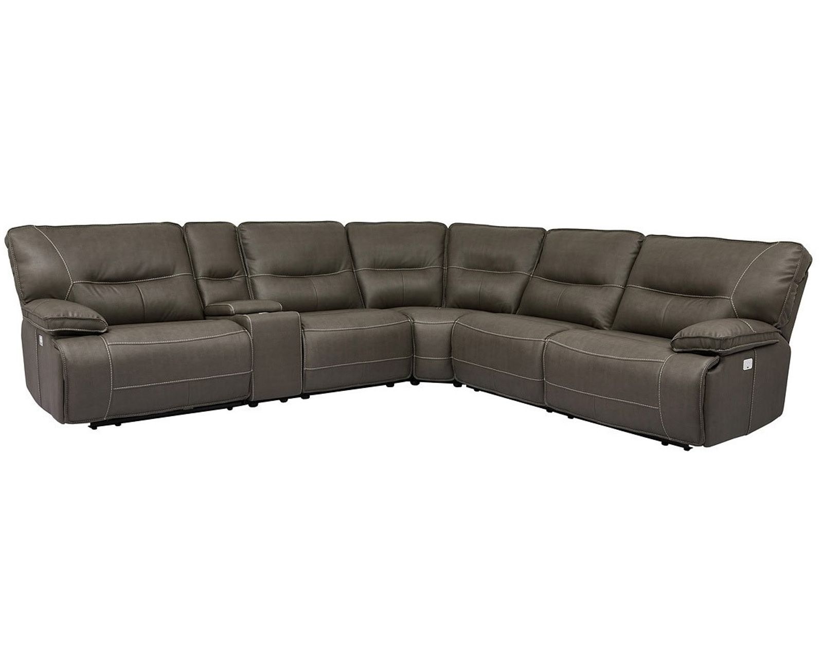 Spartacus Power Headrest Power Reclining Sectional Haze (Leather like fabric) In stock - Fast shipping