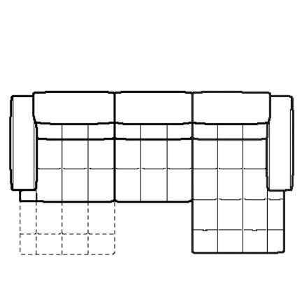 Layout C: Three Piece Reclining Sectional (1 recliner) 112" x 64"