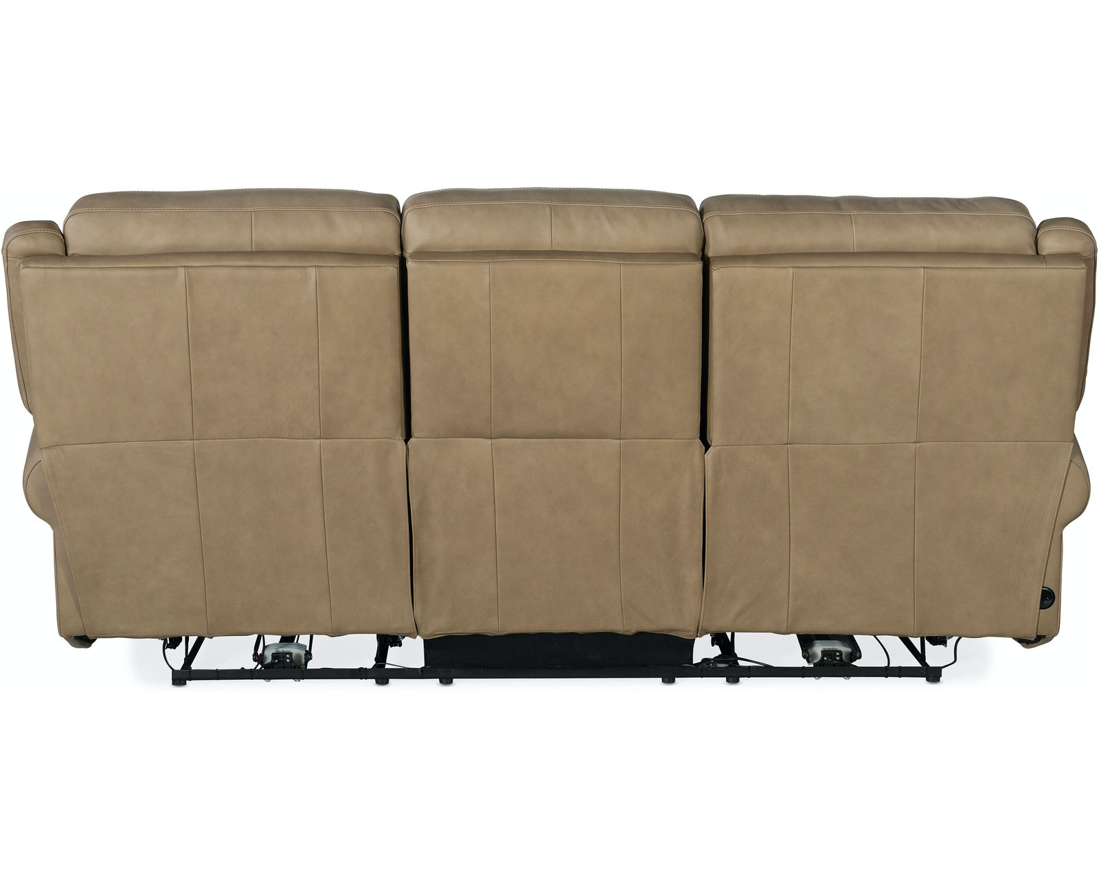 Oberon Leather Zero Gravity Power Sofa with Power Headrest (Sand) In stock - Generous scale and soft rounded silhouette. 