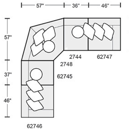 Layout C: Five Piece Reclining Sectional 140" x 140" (3 recliners)