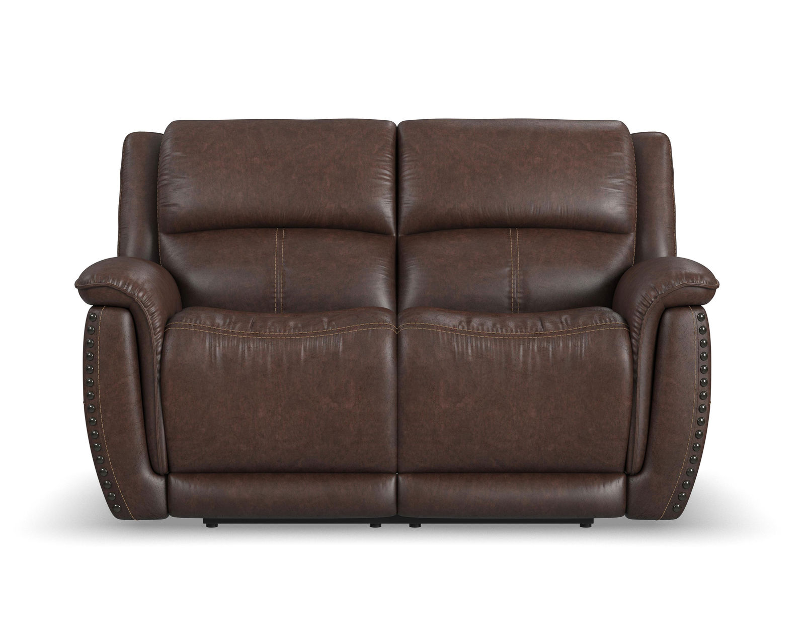 Beau 1011 Power Headrest Power Reclining Console Loveseat (Caramel faux leather fabric) in stock - Also available in chocolate leather like fabric