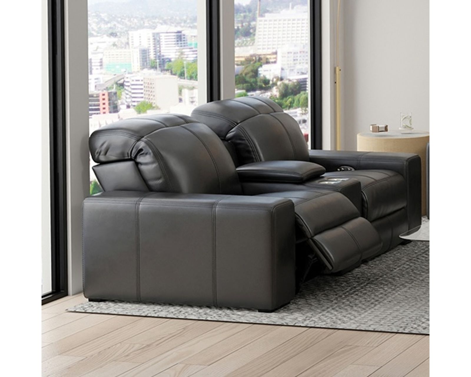 Ferrara 93" Zero Gravity Wide Seat Power Reclining Sofa (Premium Italian Leather) two colors - Shown in Italian Leather Color Black