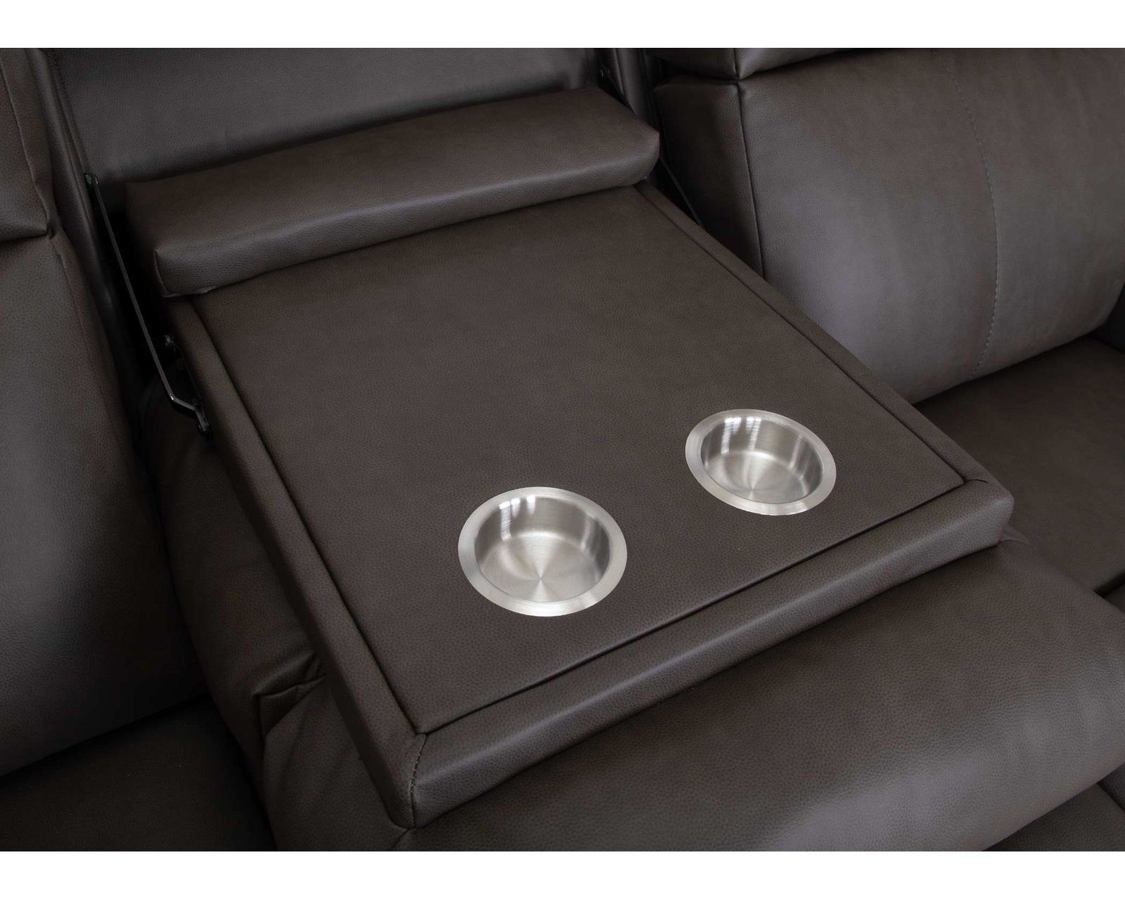 Winston 92" Reclining Sofa with Drop-Down Table & Cupholders (Sophisticated Style. Serious Comfort. Neori Air Massage Option) - Includes Center Drop Down Table with Metal Cupholders