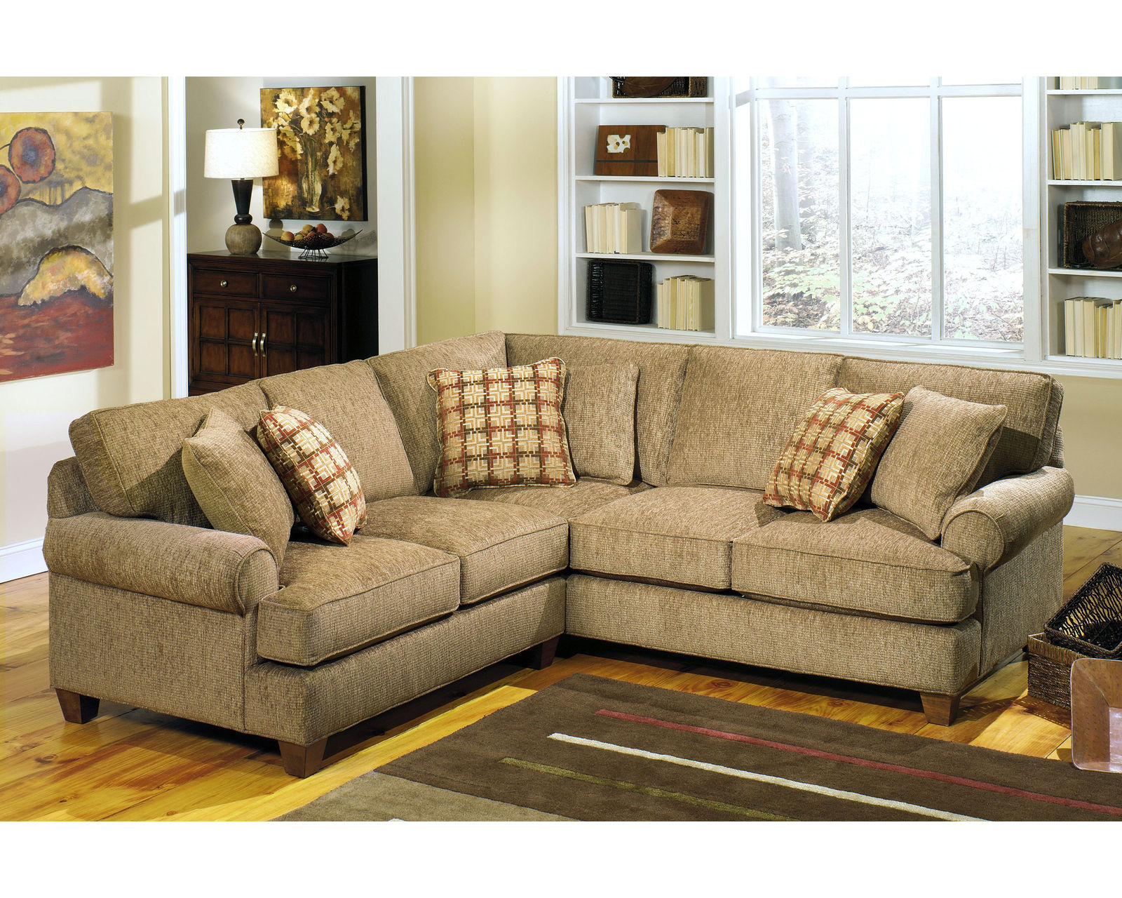 C9-2 Stationary Sectional (100+ Performance Fabrics) Make it Yours - Shown with sock arms (with nailheads), box back cushions and tapered legs