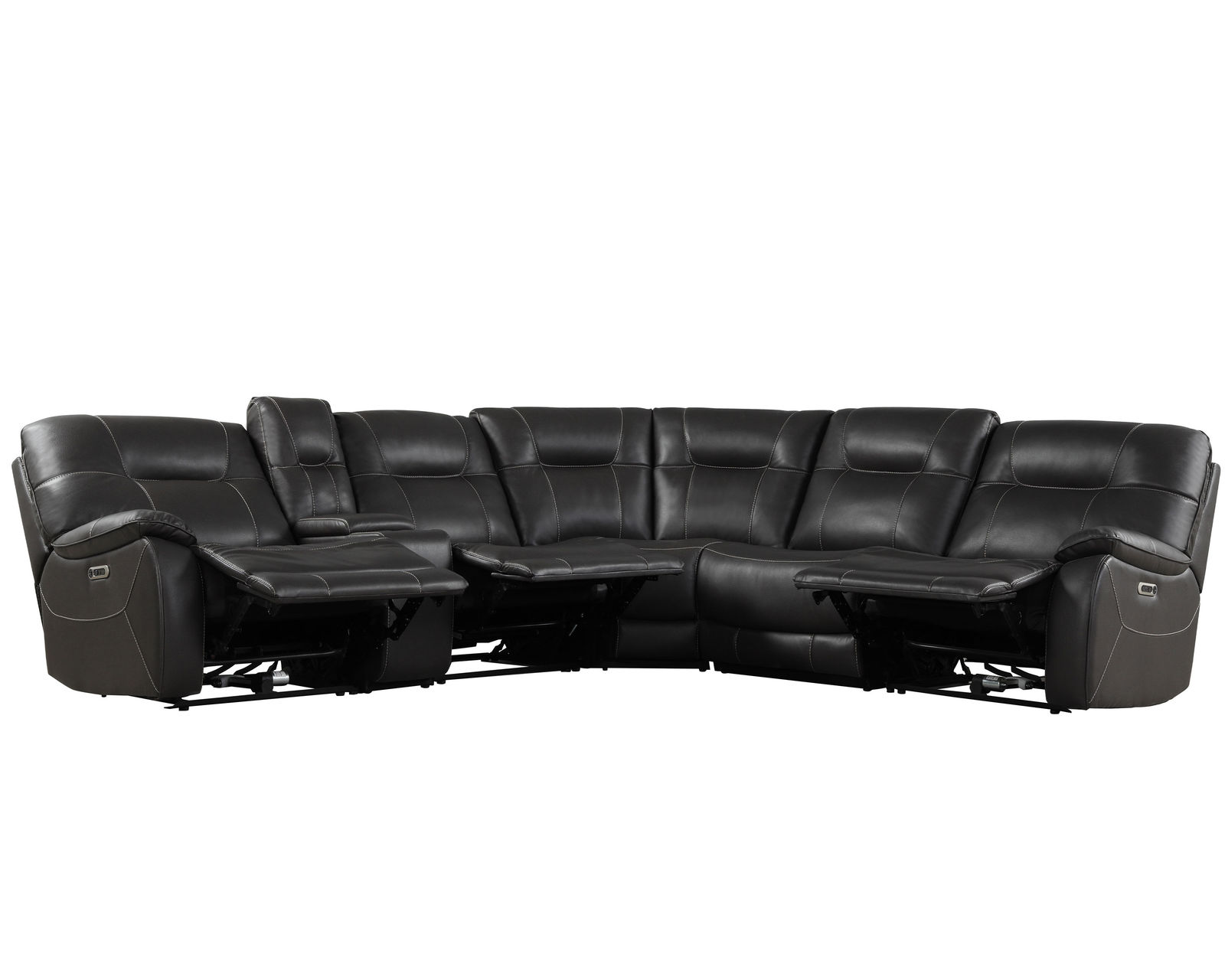 Axel Power Headrest Power Reclining Sectional in Ozone (In stock) - Axel Power Headrest Power Reclining Sectional in Ozone (Leather like fabric)