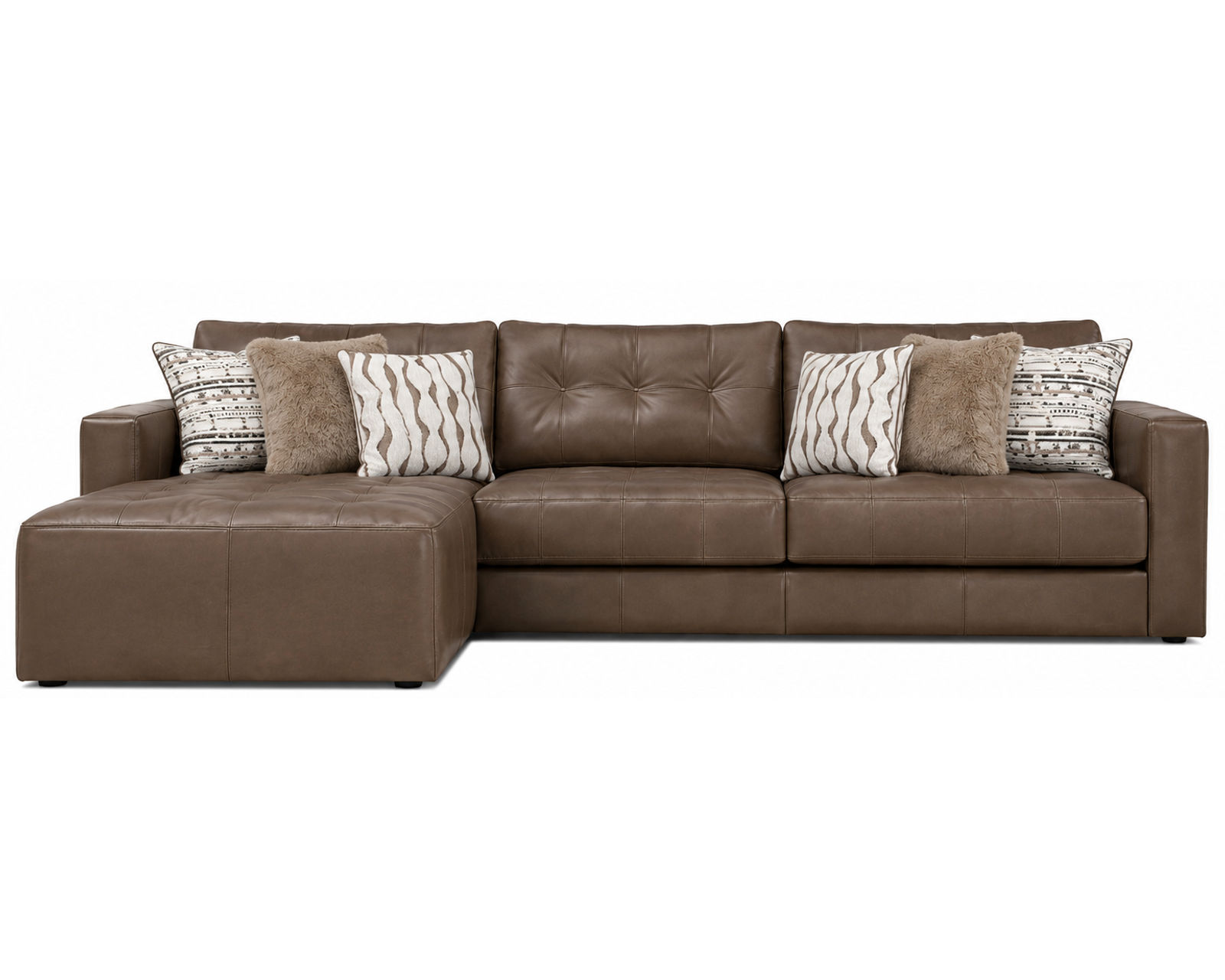 Siena Modular Top Grain Leather Sectional (includes pillows) - Layout A: Four Piece Sectional 86" x 136"