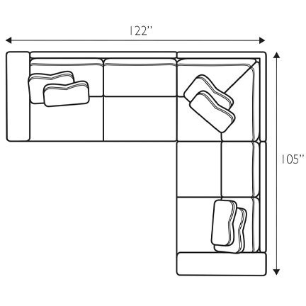 Layout B:  Three Piece Sectional 122" x 105"