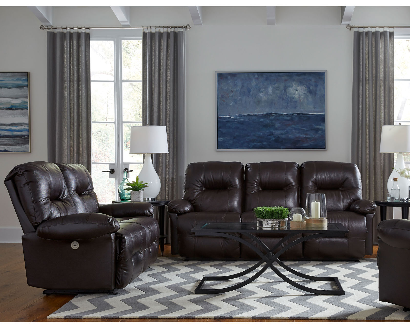 Zaynah Leather Double Reclining Sofa (+3 leathers) 87" - Zaynah Double Reclining Leather Sofa