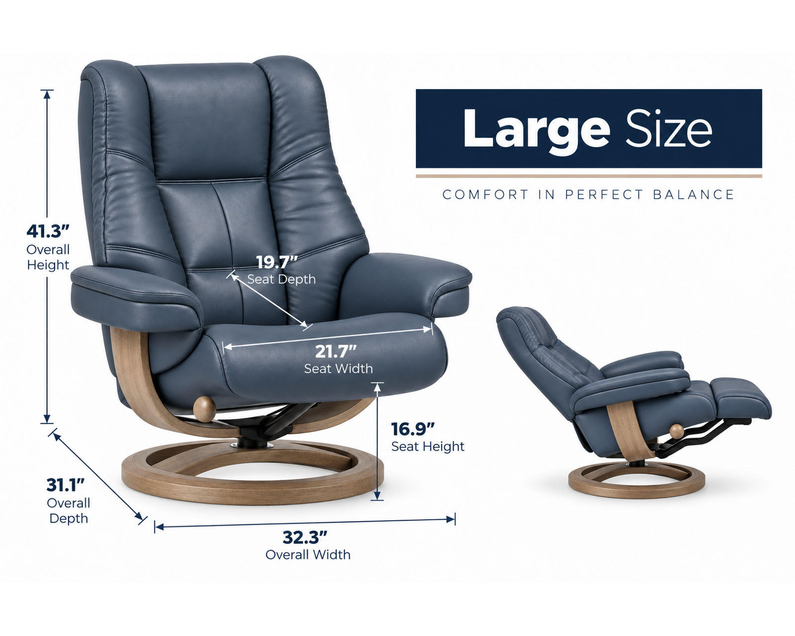 Nordic 63 Reclining Chair & Footstool Ash (IN STOCK) Plush Scandinavian Comfort. Made to Fit You - Premium Quality Without the Premium Markup.