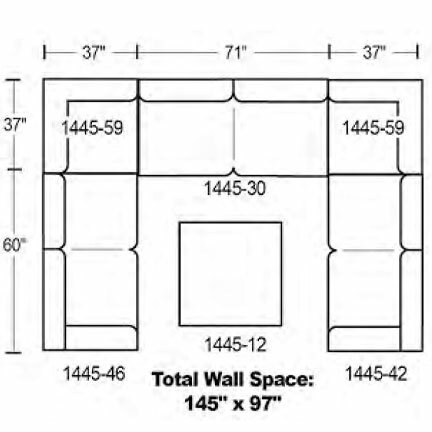 Layout G: Three Piece Sectional 97" x 146" x 97" (Ottoman Available)