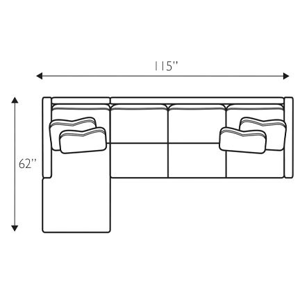Layout B: Two Piece Sectional 62" x 115"