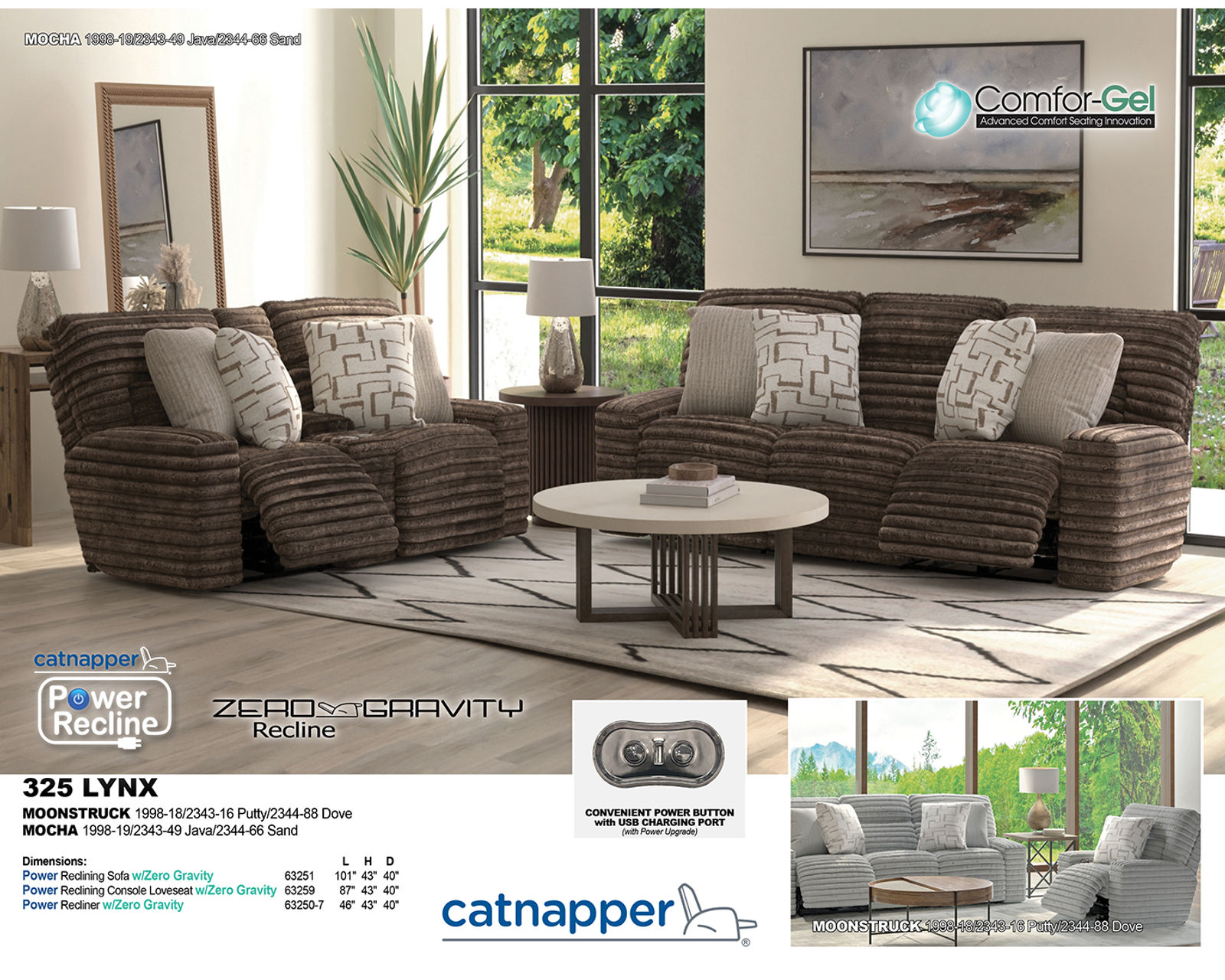 Lynx 101" Extra Wide Power Reclining Sofa with Zero Gravity Recline (2 colors) - Sit Back. Stretch Out. Stay Awhile.