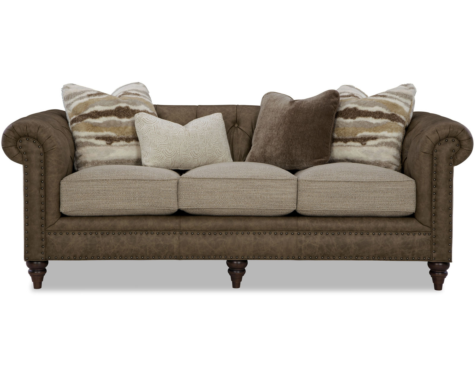 Chesterfield LF7431 Leather and Fabric Sofa (88" or 99")