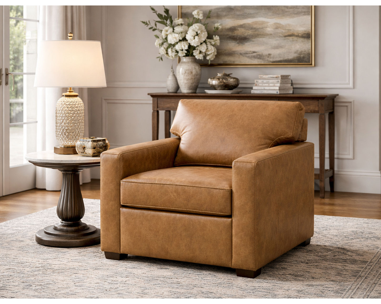 Baylor 88" Leather Sofa  (29 Top-Grain Leather Choices) - 29 Top-Grain Leather Choices