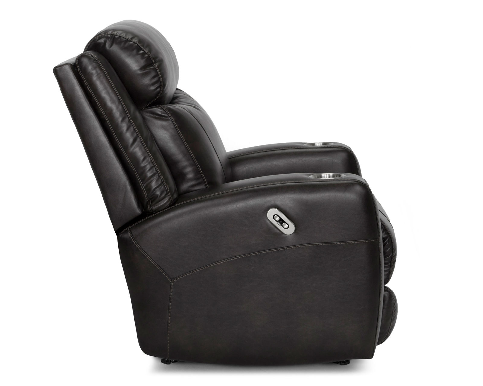 Carver 91" Power Headrest Power Reclining Sofa w/ Dropdown Table (Faux leather) - Carver Power Headrest Power Recliner in Slate