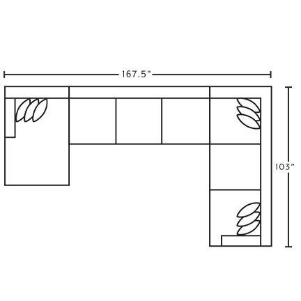 Layout B: Three Piece Chaise Sectional 167.5" x 103"