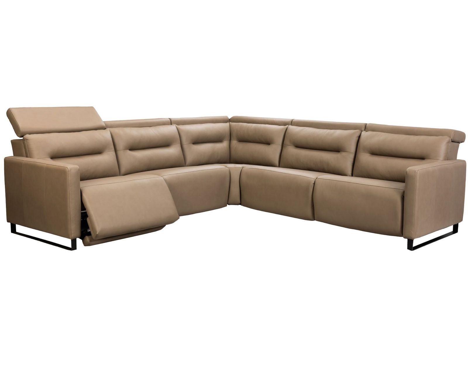 Cleo F094 Power Headrest Power Reclining Sectional (standard and wide seat widths) +140 leathers - Layout B: Five Piece Wide Sectional 115" x 115" (two recliners)