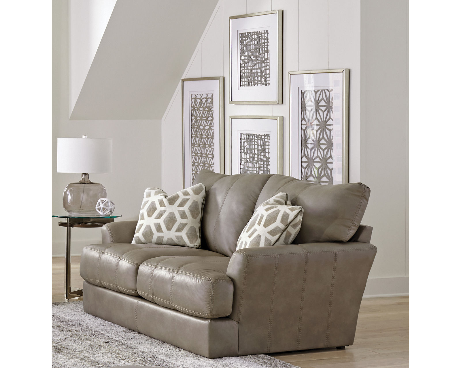 Prato Top Grain Leather Touch 85" Sofa (2 colors) includes pillows